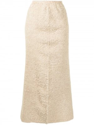 Фактурная юбка макси с разрезом Issey Miyake Pre-Owned. Цвет: коричневый