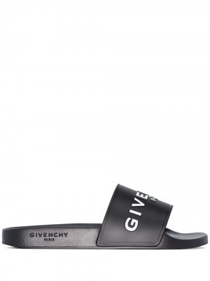 Шлепанцы с логотипом Givenchy. Цвет: черный