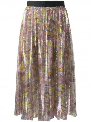 Плиссированная юбка с пайетками Emilio Pucci. Цвет: разноцветный