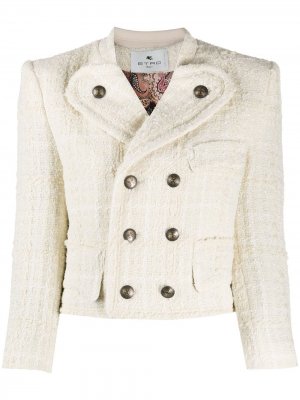 Укороченный двубортный пиджак Etro. Цвет: белый
