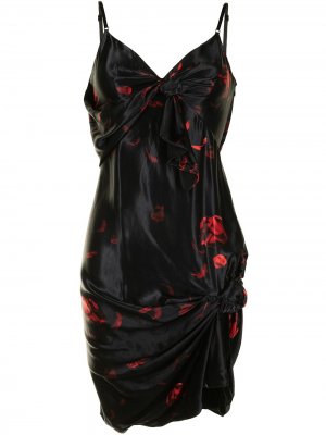 Платье-комбинация с драпировкой Alexander Wang. Цвет: черный