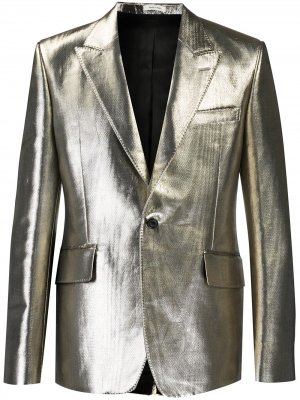 Однобортный пиджак с эффектом металлик Alexander McQueen. Цвет: золотистый