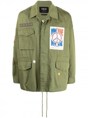 Куртка-рубашка с нашивками FIVE CM. Цвет: зеленый