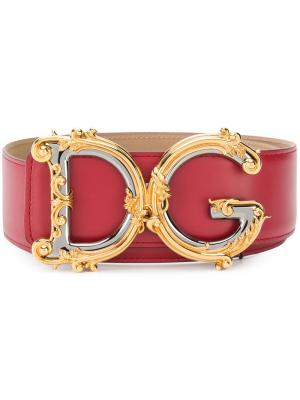 Ремень с декорированной пряжкой DG Dolce & Gabbana. Цвет: красный