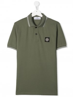 Рубашка поло с короткими рукавами и нашивкой-логотипом Stone Island Junior. Цвет: зеленый