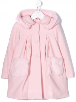 Пальто с оторочкой из искусственного меха Lapin House. Цвет: розовый