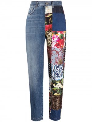 Прямые джинсы в технике пэчворк Dolce & Gabbana. Цвет: синий