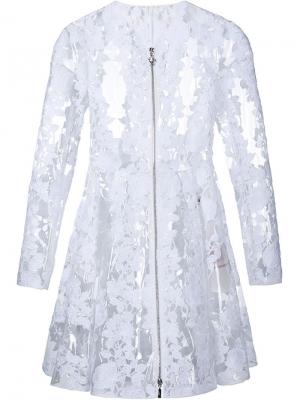 Прозрачное кружевное пальто Moncler. Цвет: белый