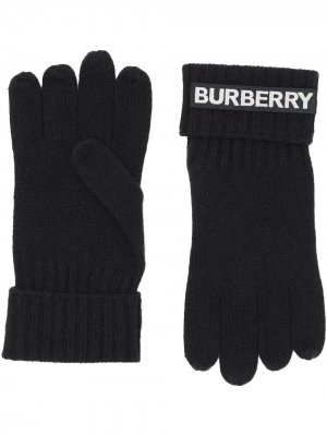 Перчатки с логотипом Burberry. Цвет: черный