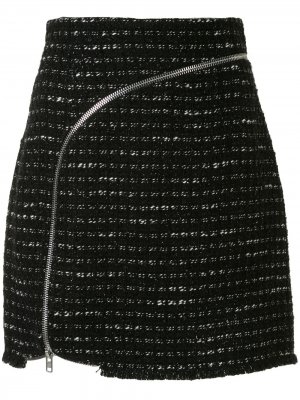 Твидовая юбка на молнии Alexander Wang. Цвет: черный