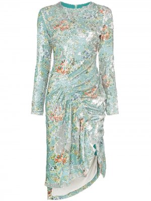 Платье миди Daisy с пайетками и сборками Preen By Thornton Bregazzi. Цвет: разноцветный