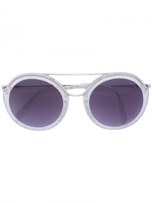 Солнцезащитные очки в круглой оправе Emilio Pucci. Цвет: металлический