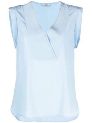 Блузка без рукавов с V-образным вырезом Peserico. Цвет: синий