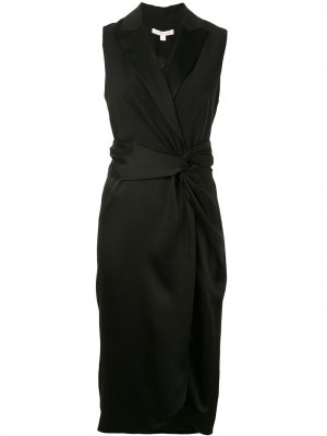 Атласное платье со сборками Jonathan Simkhai. Цвет: черный