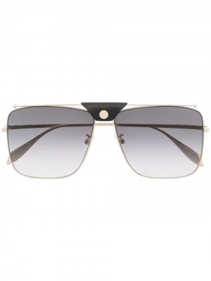 Солнцезащитные очки-авиаторы в квадратной оправе Alexander McQueen Eyewear. Цвет: золотистый