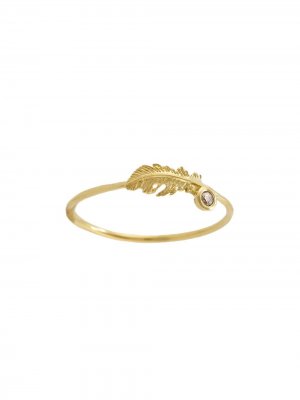 Кольцо Plume Feather из желтого золота с бриллиантом Alex Monroe. Цвет: золотистый