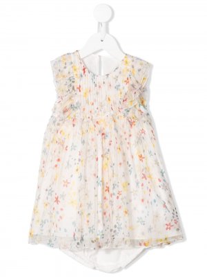 Платье с оборками и цветочным принтом Stella McCartney Kids. Цвет: белый