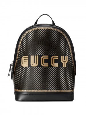 Рюкзак среднего размера с логотипом Guccy Gucci. Цвет: черный