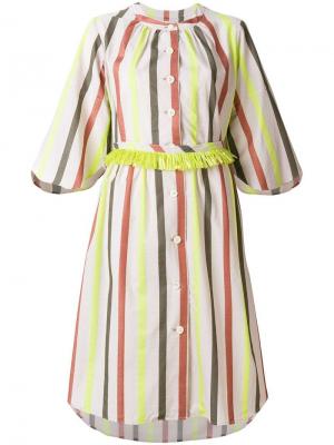 Полосатое платье с застежкой на пуговицы Tsumori Chisato. Цвет: нейтральные цвета