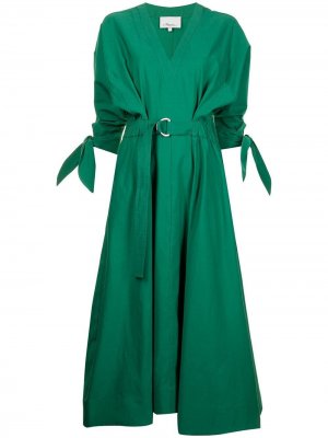 Платье-рубашка длины миди с драпировкой 3.1 Phillip Lim. Цвет: зеленый