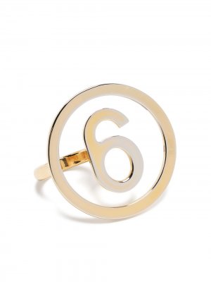 Кольцо с логотипом MM6 Maison Margiela. Цвет: золотистый