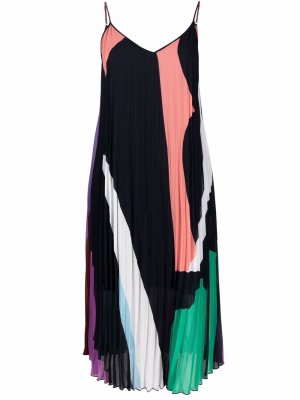 Плиссированное платье с абстрактным принтом Essentiel Antwerp. Цвет: синий