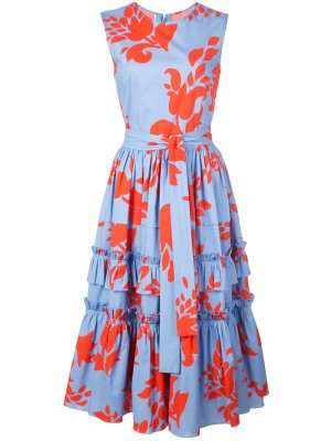 Платье с цветочным принтом Carolina Herrera. Цвет: синий