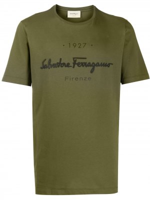 Logo-print slim-fit T-shirt Salvatore Ferragamo. Цвет: зеленый