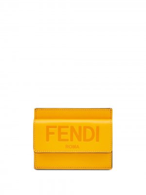 Картхолдер с тисненым логотипом Fendi. Цвет: оранжевый