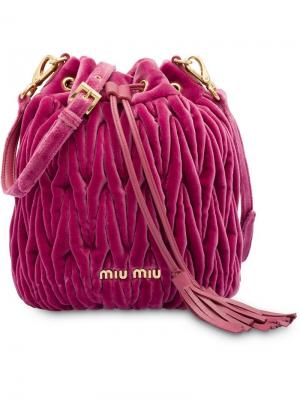 Стеганая сумка модели ведро Miu. Цвет: розовый