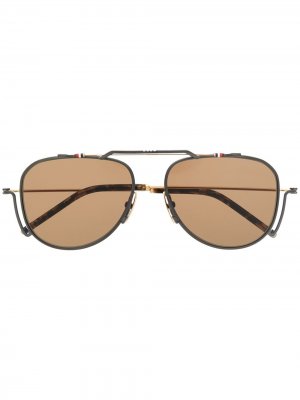 Солнцезащитные очки-авиаторы Thom Browne Eyewear. Цвет: черный