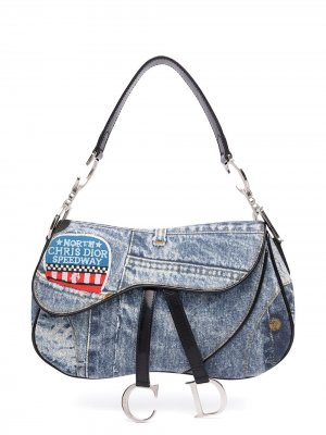 Джинсовая сумка на плечо Saddle pre-owned Christian Dior. Цвет: синий