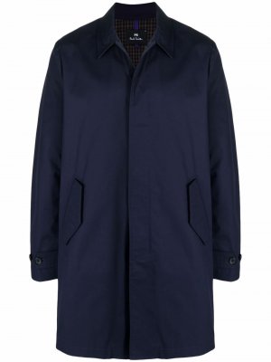 Однобортное пальто с потайной застежкой PS Paul Smith. Цвет: синий