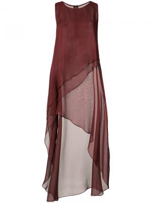 Асимметричное струящееся платье Thomas Wylde. Цвет: красный