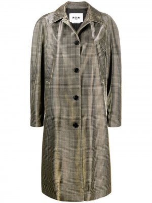Пальто в клетку Prince of Wales с эффектом металлик MSGM. Цвет: черный