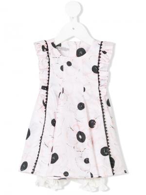 Платье с цветочным принтом и оборками Baby Dior. Цвет: розовый