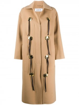 Пальто длины миди с декоративными пуговицами LANVIN. Цвет: коричневый