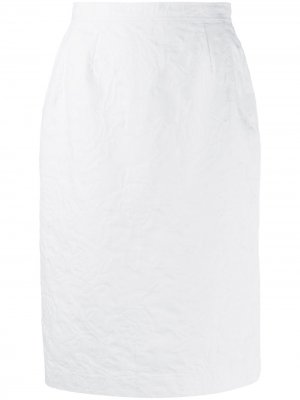 Жаккардовая юбка прямого кроя 1980-х годов LANVIN Pre-Owned. Цвет: белый