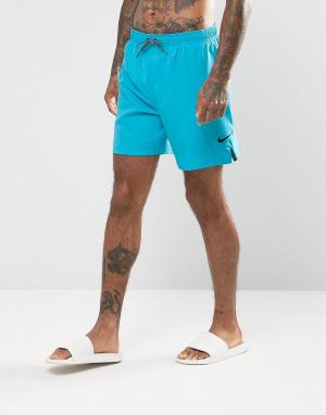 Голубые шорты для плавания с логотипом-галочкой  NESS7424445 Nike. Цвет: синий