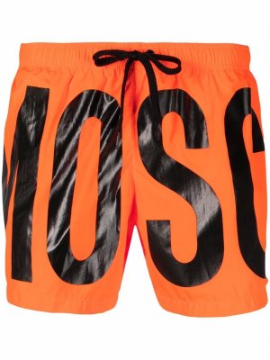 Плавки-шорты с логотипом Moschino. Цвет: оранжевый