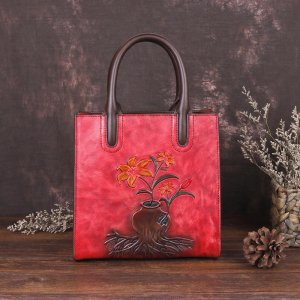 Женские сумки с тиснением цветов, винтажные дизайнерские на ремне, модная сумка через плечо из натуральной кожи GZW Baellerry