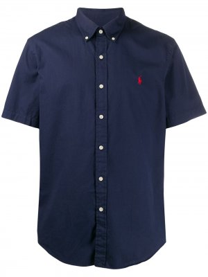 Рубашка с короткими рукавами и логотипом Polo Ralph Lauren. Цвет: синий