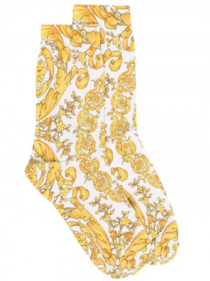 Носки с принтом Versace. Цвет: белый