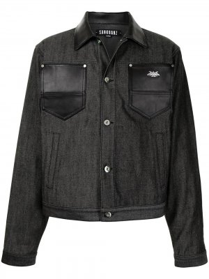 Джинсовая куртка с контрастными вставками Sankuanz. Цвет: черный