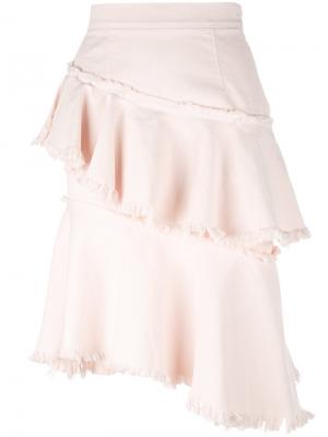 Асимметричная расклешенная юбка Marco Bologna. Цвет: розовый и фиолетовый