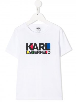 Футболка с логотипом Karl Bauhaus Lagerfeld Kids. Цвет: белый