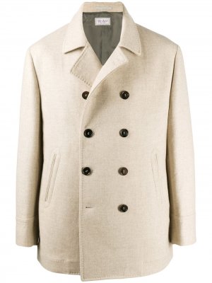 Двубортное пальто свободного кроя Brunello Cucinelli. Цвет: нейтральные цвета