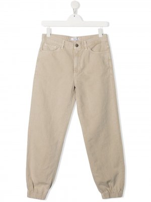 Прямые брюки средней посадки Dondup Kids. Цвет: нейтральные цвета