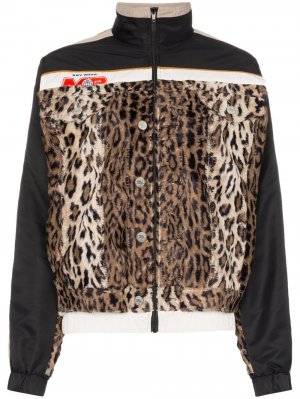 Спортивная куртка с леопардовым принтом Martine Rose. Цвет: черный