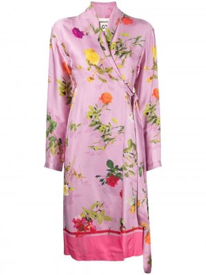 Платье с запахом и цветочным принтом Semicouture. Цвет: розовый